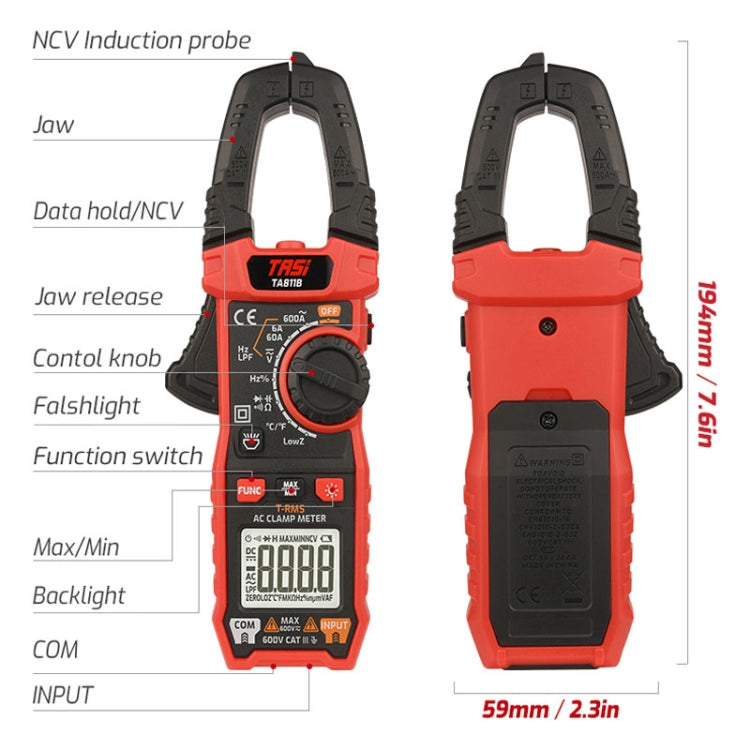 TASI TA811B Clamp Meter High Accuracy AC DC Voltage Ammeter - free shipping - PMC TechLife - Order now!