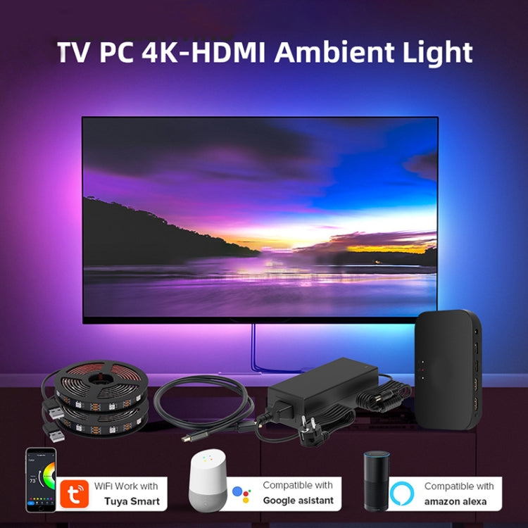 HDMI 2.0-PRO Smart Ambient TV Led Backlight Led Strip Lights Kit Work With TUYA APP Alexa Voice Google Assistant 2 x 2m(UK Plug) - Casing Waterproof Light by PMC TechLife | Online Shopping South Africa | PMC TechLife