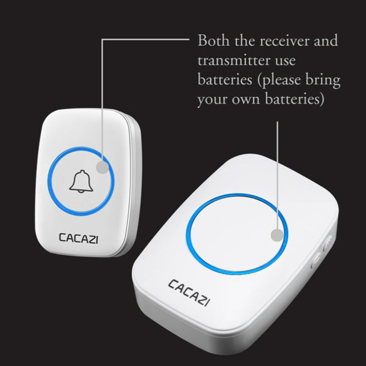 CACAZI A10DC 1 To 2 Battery Type Home Smart Waterproof Electronic Wireless Doorbell(White) - Wireless Doorbell by CACAZI | Online Shopping South Africa | PMC TechLife | Buy Now Pay Later Mobicred