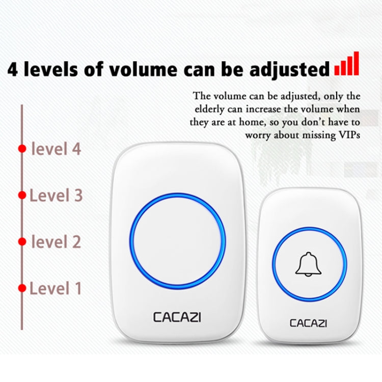 CACAZI A10DC 1 To 2 Battery Type Home Smart Waterproof Electronic Wireless Doorbell(White) - Wireless Doorbell by CACAZI | Online Shopping South Africa | PMC TechLife | Buy Now Pay Later Mobicred