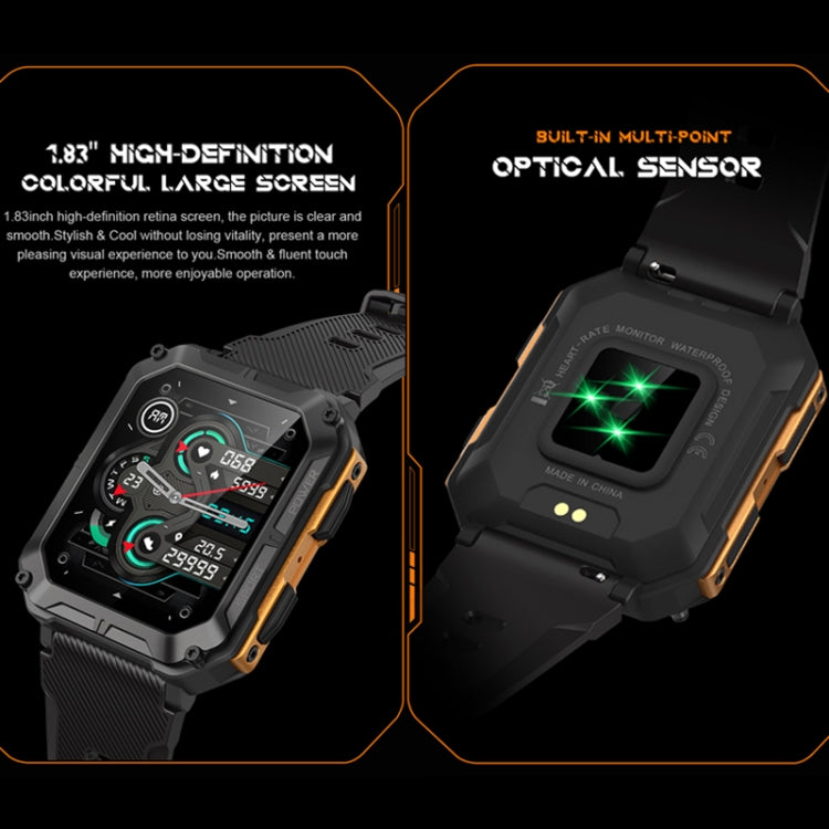 1.83 Inch IP68 Waterproof Bluetooth Call Sports Smart Watch Outdoor Three-Proof Multifunctional Watch(Orange) - Smart Watches by PMC TechLife | Online Shopping South Africa | PMC TechLife
