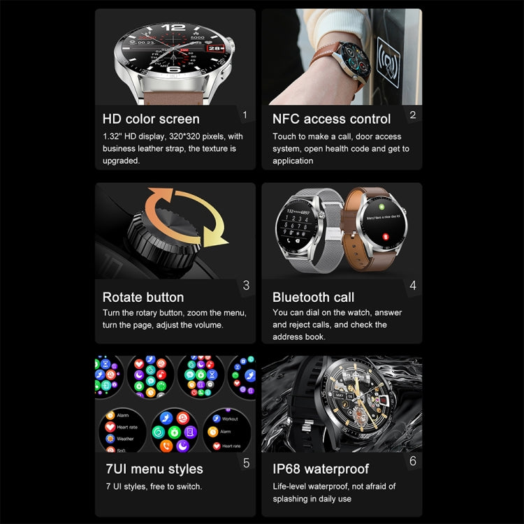 Sports Health Monitoring Waterproof Smart Call Watch With NFC Function, Color: Black-Black Silicone - Smart Watches by PMC TechLife | Online Shopping South Africa | PMC TechLife | Buy Now Pay Later Mobicred