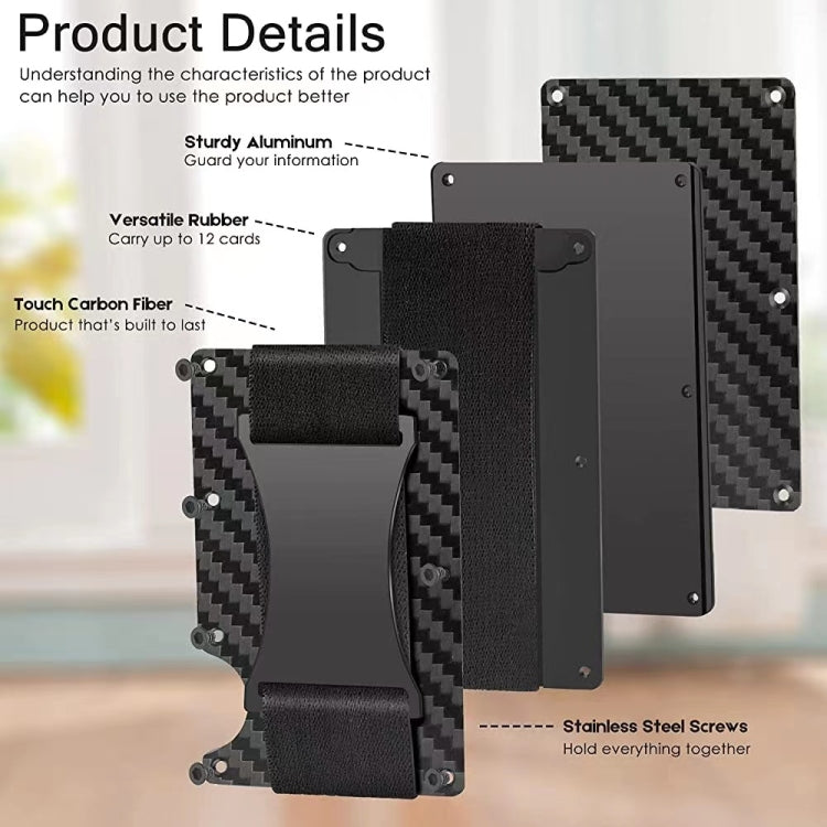 Credit Card Holder Wallets RFID Blocking Slim Metal Card Clip, Color: Real Carbon Fiber (Light) - free shipping - PMC TechLife - Order now!