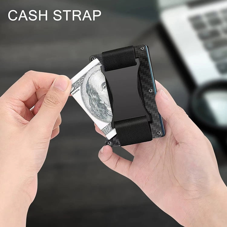 Credit Card Holder Wallets RFID Blocking Slim Metal Card Clip, Color: Real Carbon Fiber (Light) - free shipping - PMC TechLife - Order now!