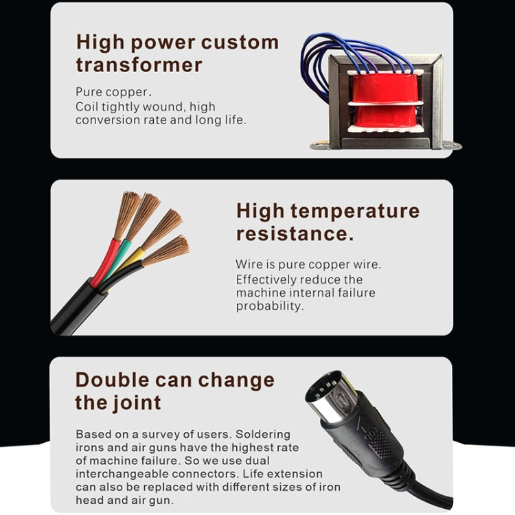 BAKU BA-601C+ Digital Display 2-In-1 Electric Soldering Iron Heat Exchanger Mobile Phone Maintenance Desoldering EU Plug 220V - free shipping - PMC TechLife - Order now!