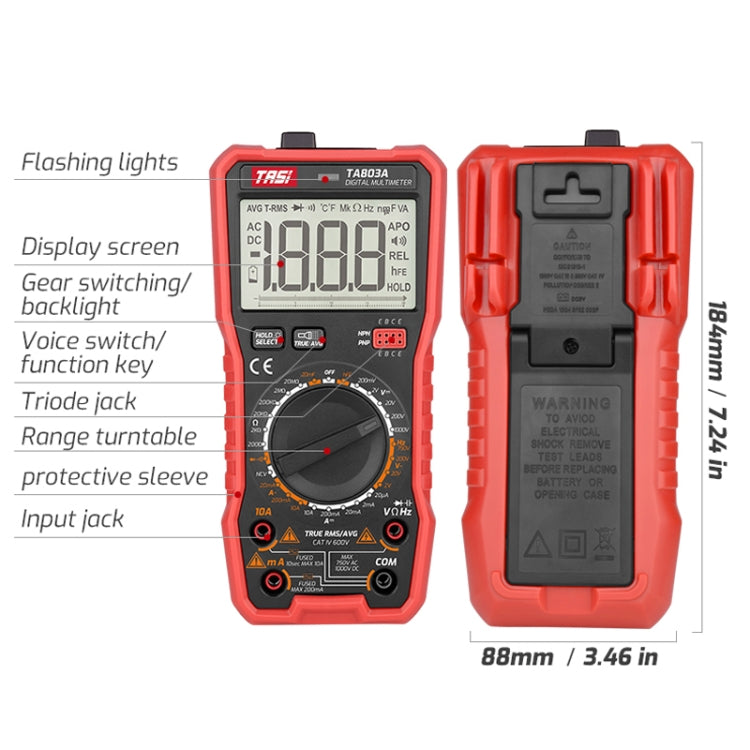 TASI TA803C Digital High Precision Multimeter Digital Display Household Multifunction Electrician Multimeter - free shipping - PMC TechLife - Order now!
