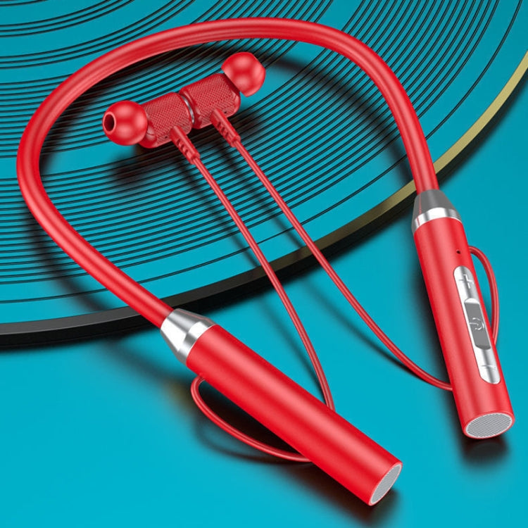 Wireless Hanging Neck Long Battery Life Sports Binaural Bluetooth Headset(Red OPP Bag) - Neck-mounted Earphone by PMC TechLife | Online Shopping South Africa | PMC TechLife