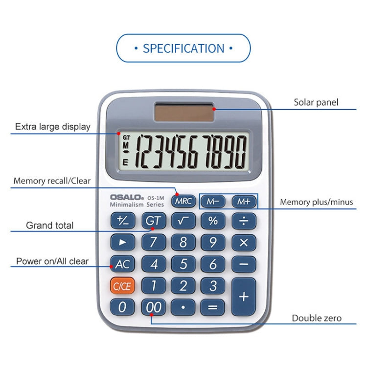 OSALO 10-digit LCD Screen Solar Dual Power Supply Desktop Calculator Mini Student Calculator - Calculator by OSALO | Online Shopping South Africa | PMC TechLife | Buy Now Pay Later Mobicred
