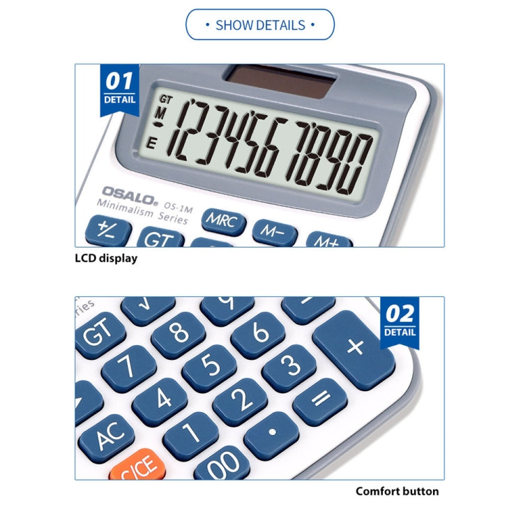 OSALO 10-digit LCD Screen Solar Dual Power Supply Desktop Calculator Mini Student Calculator - Calculator by OSALO | Online Shopping South Africa | PMC TechLife | Buy Now Pay Later Mobicred