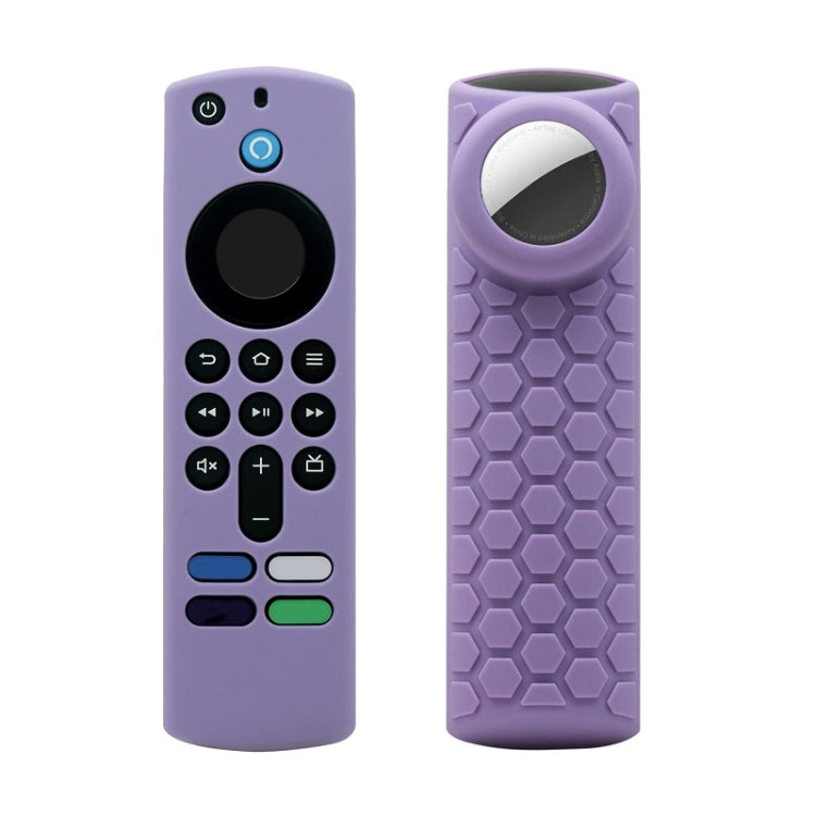 2pcs Remote Control Case For Amazon Fire TV Stick 2021 ALEXA 3rd Gen With Airtag Holder(Purple) - Remote Control Covers by PMC TechLife | Online Shopping South Africa | PMC TechLife