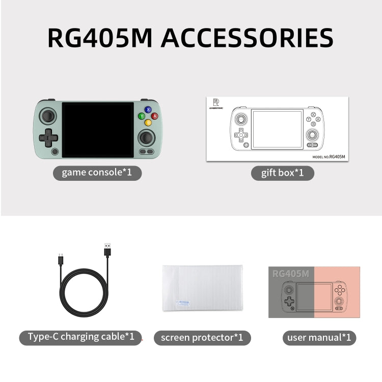ANBERNIC RG405M Handheld Game Console 4 Inch IPS Touch Screen Aluminum Alloy Android 12 System 128G+128G 3100+Games(Gray) - free shipping - PMC TechLife - Order now!