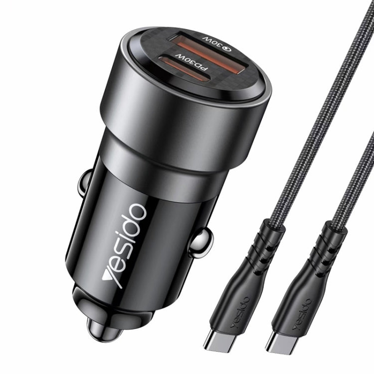 Yesido Y55 With Double Type-C/USB-C Port Line Car Charger QC3.0+PD30W Type-C/USB-C+USB Dual Port Quick Charge(Black) - Car Charger by Yesido | Online Shopping South Africa | PMC TechLife