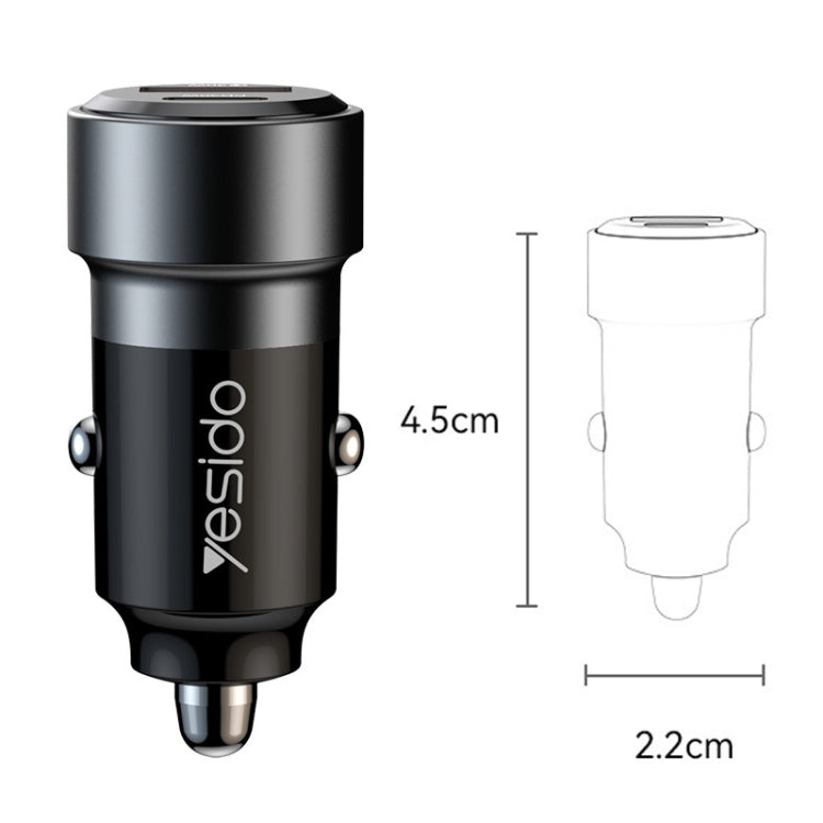 Yesido Y55 With Double Type-C/USB-C Port Line Car Charger QC3.0+PD30W Type-C/USB-C+USB Dual Port Quick Charge(Black) - Car Charger by Yesido | Online Shopping South Africa | PMC TechLife