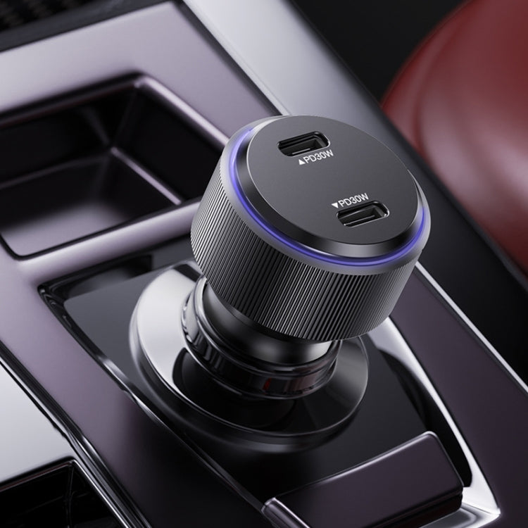 Yesido Y48  60W Car Fast Charger Aluminum Aluminum Double Type-C/USB-C Port Car Charger(Black) - free shipping - PMC TechLife - Order now!