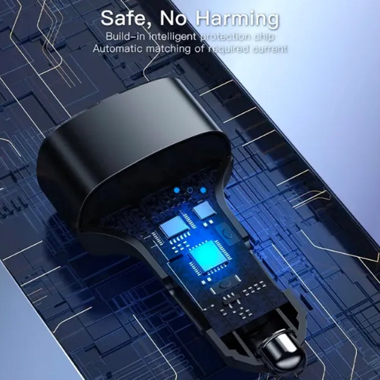 Yesido Y47 49W Double USB+Type-C/USB-C Port Car Fast Charger(Black) - free shipping - PMC TechLife - Order now!