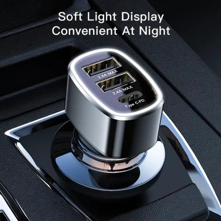 Yesido Y47 49W Double USB+Type-C/USB-C Port Car Fast Charger(Black) - free shipping - PMC TechLife - Order now!
