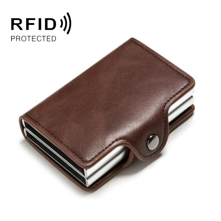 Automatic Pop-up Card Holder Metal Card Box RFID Credit Card Bank Card Box Wallet(Coffee) - Antimagnetic RFID Package by PMC TechLife | Online Shopping South Africa | PMC TechLife | Buy Now Pay Later Mobicred