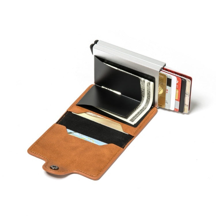 Automatic Pop-up Card Holder Metal Card Box RFID Credit Card Bank Card Box Wallet(Coffee) - Antimagnetic RFID Package by PMC TechLife | Online Shopping South Africa | PMC TechLife | Buy Now Pay Later Mobicred