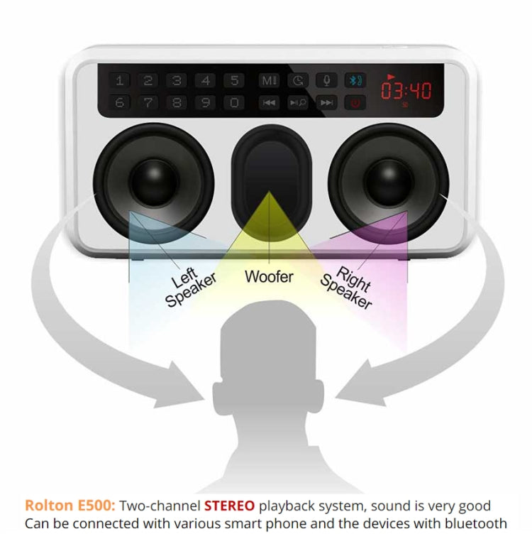 Rolton E500 Bluetooth Speaker 2.1-Channel Built-In Microphone Supports FM Radio(Orange) - free shipping - PMC TechLife - Order now!