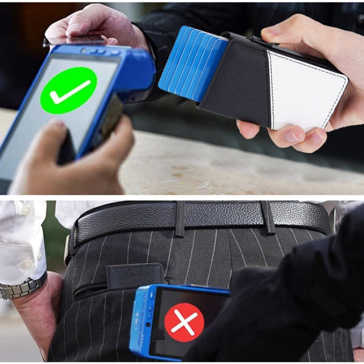 Baellerry RFID Anti-theft Aluminum Box Leather Wallet Side Push Contrasting Antimagnetic Card Holder(Black) - free shipping - PMC TechLife - Order now!