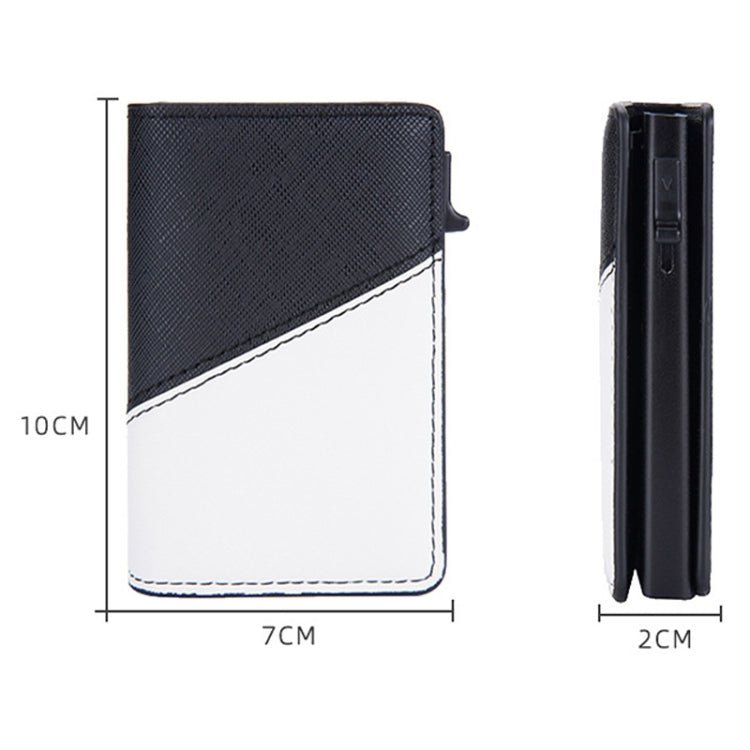 Baellerry RFID Anti-theft Aluminum Box Leather Wallet Side Push Contrasting Antimagnetic Card Holder(Black) - free shipping - PMC TechLife - Order now!