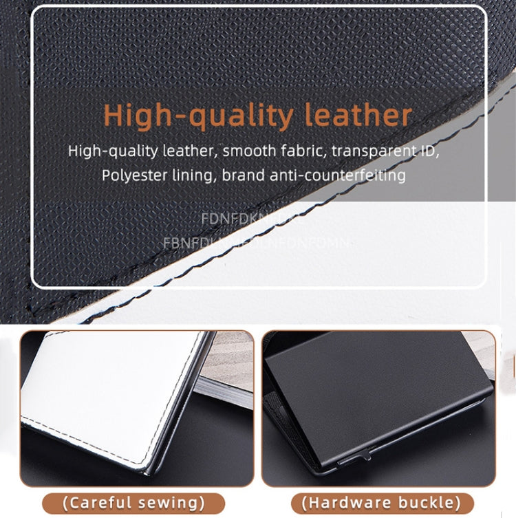 Baellerry RFID Anti-theft Aluminum Box Leather Wallet Side Push Contrasting Antimagnetic Card Holder(Black) - free shipping - PMC TechLife - Order now!