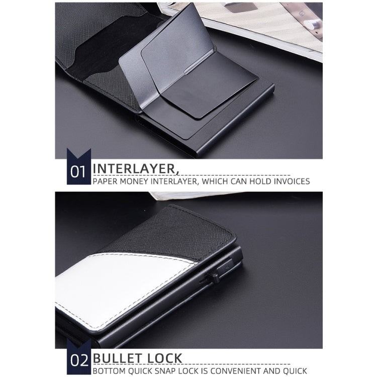 Baellerry RFID Anti-theft Aluminum Box Leather Wallet Side Push Contrasting Antimagnetic Card Holder(Black) - free shipping - PMC TechLife - Order now!