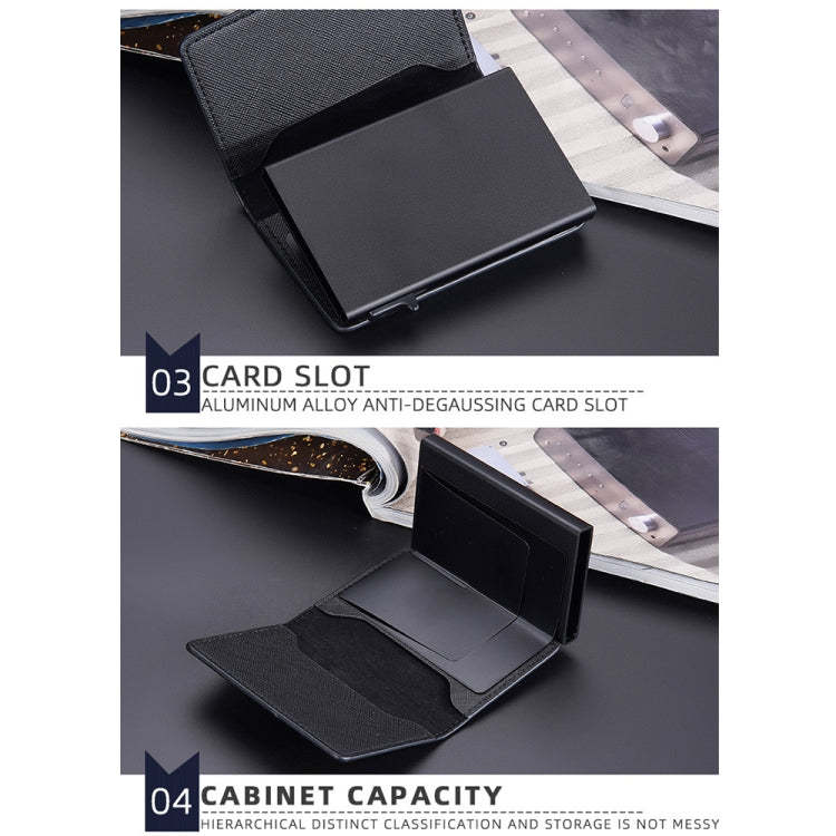 Baellerry RFID Anti-theft Aluminum Box Leather Wallet Side Push Contrasting Antimagnetic Card Holder(Blue) - free shipping - PMC TechLife - Order now!