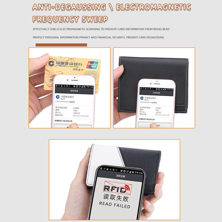 Baellerry RFID Anti-theft Aluminum Box Leather Wallet Side Push Contrasting Antimagnetic Card Holder(Black) - free shipping - PMC TechLife - Order now!