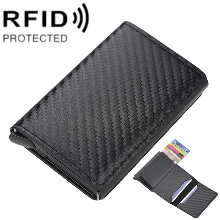 Baellerry RFID Anti-theft Plaid Leather Wallet Metal Aluminum Box Automatic Eject Type Card Holder(Black) - Antimagnetic RFID Package by Baellerry | Online Shopping South Africa | PMC TechLife | Buy Now Pay Later Mobicred