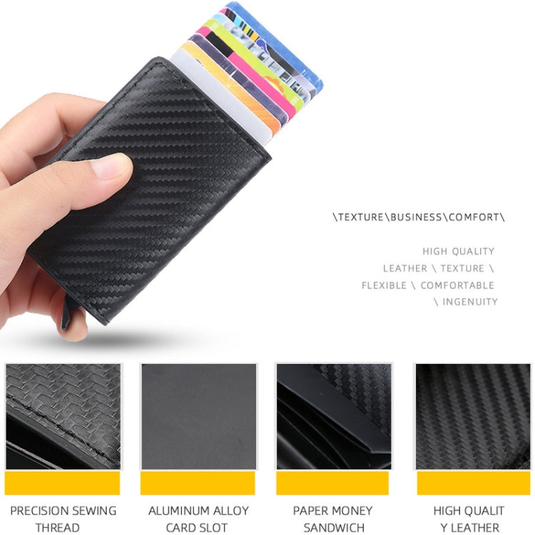 Baellerry RFID Anti-theft Plaid Leather Wallet Metal Aluminum Box Automatic Eject Type Card Holder(Gold) - free shipping - PMC TechLife - Order now!