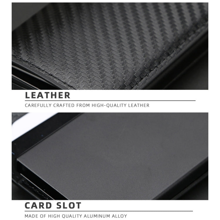 Baellerry RFID Anti-theft Plaid Leather Wallet Metal Aluminum Box Automatic Eject Type Card Holder(Blue) - Antimagnetic RFID Package by Baellerry | Online Shopping South Africa | PMC TechLife | Buy Now Pay Later Mobicred