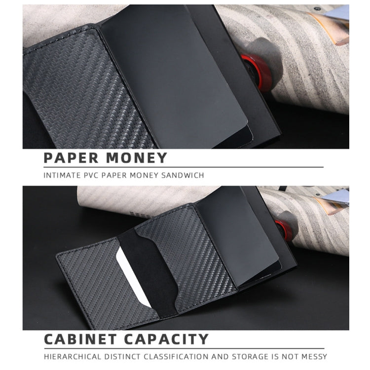 Baellerry RFID Anti-theft Plaid Leather Wallet Metal Aluminum Box Automatic Eject Type Card Holder(Black) - Antimagnetic RFID Package by Baellerry | Online Shopping South Africa | PMC TechLife | Buy Now Pay Later Mobicred