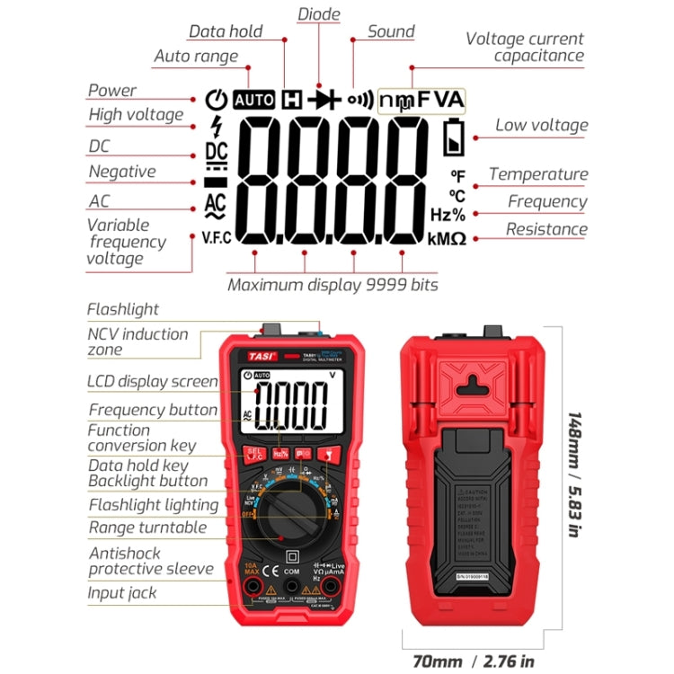 TASI TA801B Automated Manual Integral Digital Multimeter High Precision Digital Display Ammeter - Digital Multimeter by TASI | Online Shopping South Africa | PMC TechLife | Buy Now Pay Later Mobicred