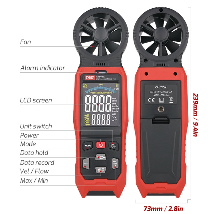 TASI TA642A Portable Digital Wind Speed Meter Air Volume Tester - free shipping - PMC TechLife - Order now!