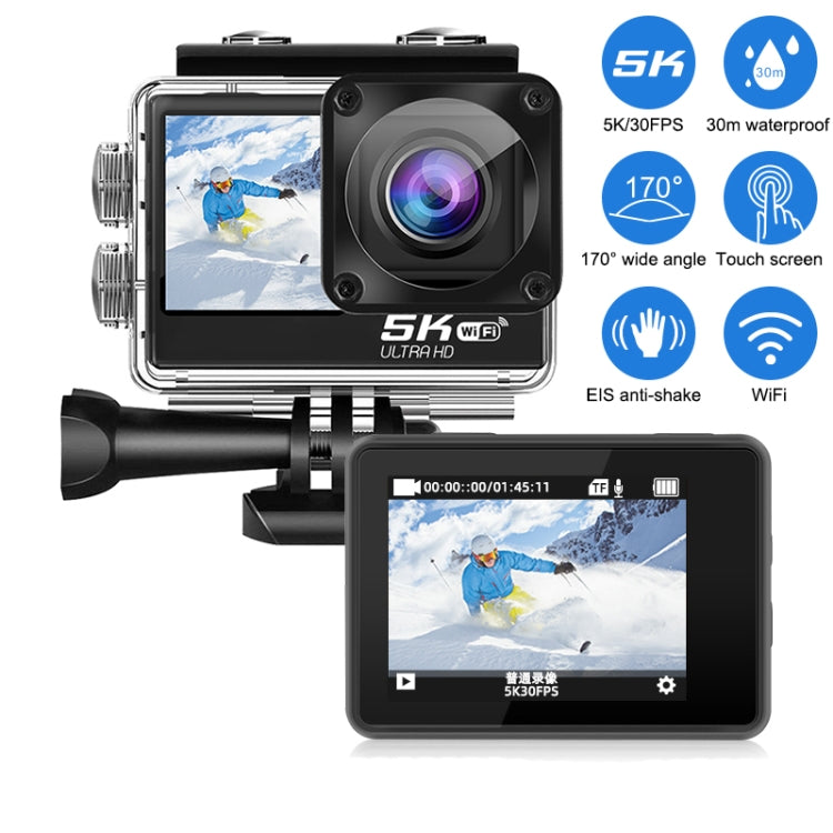 5K/30FPS WIFI HD Anti-Shake Remote Touch Dual-Screen IP68 Waterproof Sports Camera, Style: Camera+128G Card - Other Camera by PMC TechLife | Online Shopping South Africa | PMC TechLife