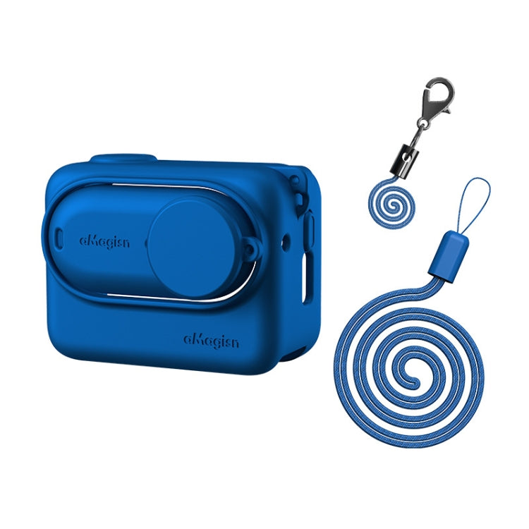For Insta360 GO 3 AMagisn Silicone Body Cover Protective Case With Lanyard(Blue) - Case & Bags by aMagisn | Online Shopping South Africa | PMC TechLife | Buy Now Pay Later Mobicred