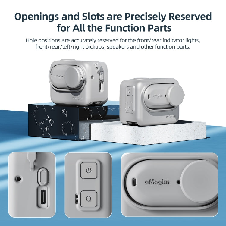 For Insta360 GO 3 AMagisn Silicone Body Cover Protective Case With Lanyard(Black) - Case & Bags by aMagisn | Online Shopping South Africa | PMC TechLife | Buy Now Pay Later Mobicred