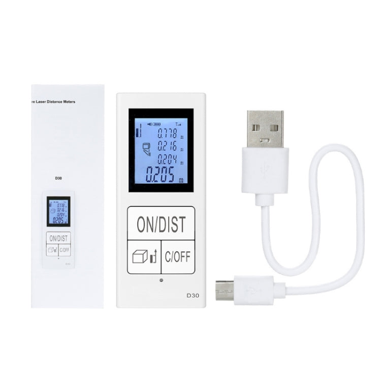 30m Mini Handheld Rechargeable Infrared Electronic Range Finder(White) - free shipping - PMC TechLife - Order now!