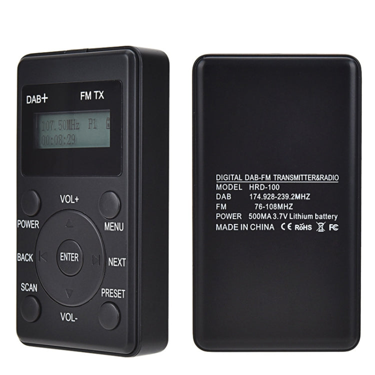 HanRongda HRD-100 Portable Digital Display DAB+ / DAB / FM Radio(Black) - free shipping - PMC TechLife - Order now!