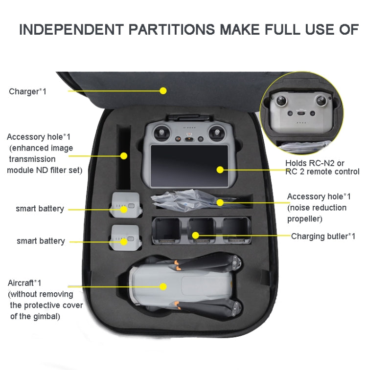 For DJI AIR 3 Hard Shell Storage Bag Portable Protective Backpack(Blue) - Carry Cases & Bags by PMC TechLife | Online Shopping South Africa | PMC TechLife | Buy Now Pay Later Mobicred