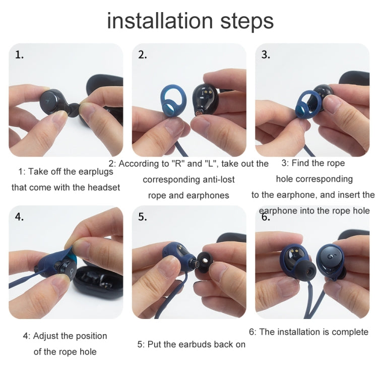 For Anker Soundcore Space A40 2pcs Headphones Silicone Anti-Lost Cord(Blue) - Anti-lost & Holder by PMC TechLife | Online Shopping South Africa | PMC TechLife