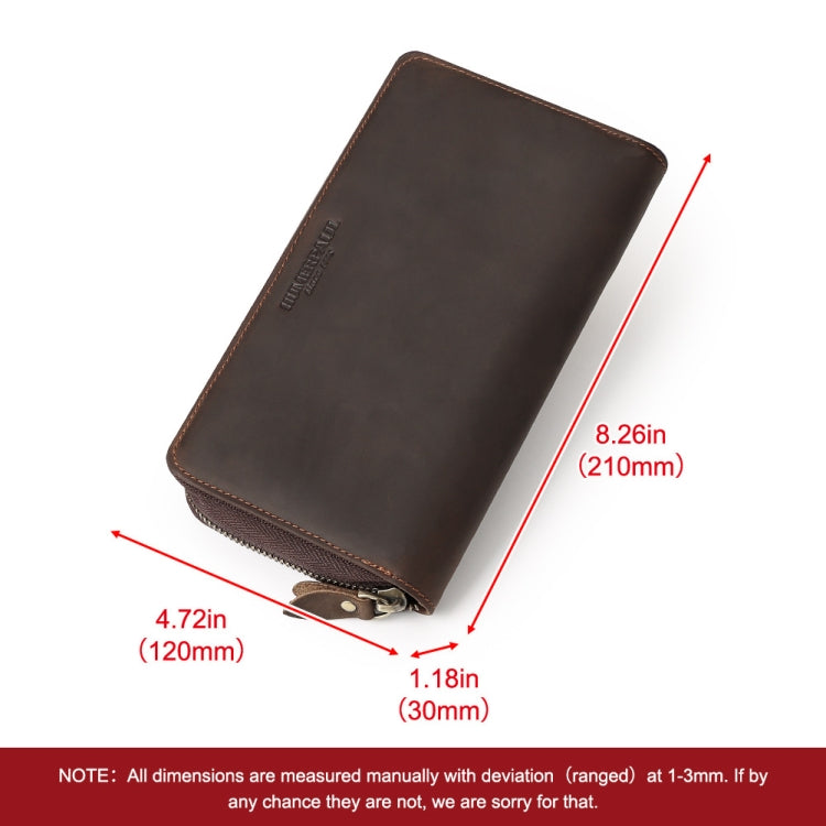 HUMERPAUL RFID Retro Zipper Multi -Card Leather Men Long Wallet Handbag(Coffee) - free shipping - PMC TechLife - Order now!