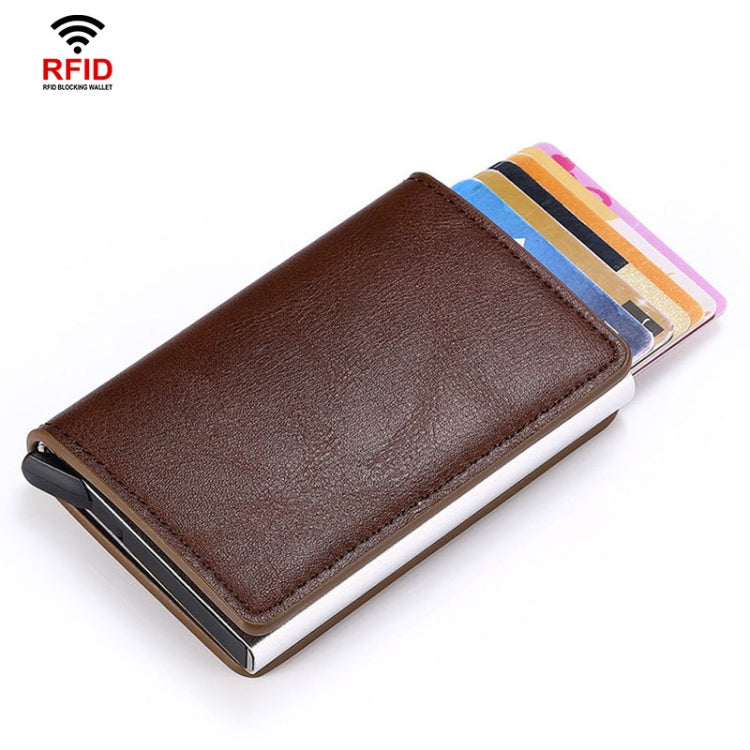 HUMERPAUL RFID Anti-Magnetic Automatic Card Set Credit Card Box Coin Bag(Dark Brown) - free shipping - PMC TechLife - Order now!