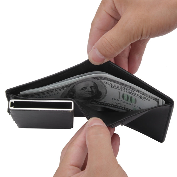 RFID Anti-Theft Short Wallet Automatic Pop-Up Aluminum Alloy Antimagnetic Card Holder(Black) - Antimagnetic RFID Package by PMC TechLife | Online Shopping South Africa | PMC TechLife | Buy Now Pay Later Mobicred