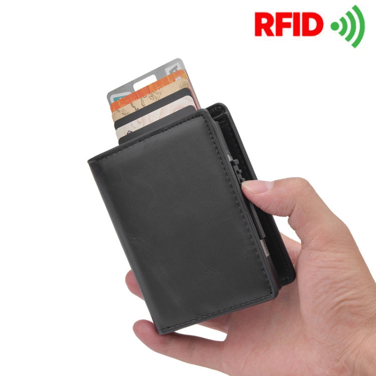 RFID Anti-Theft Short Wallet Automatic Pop-Up Aluminum Alloy Antimagnetic Card Holder(Brown) - Antimagnetic RFID Package by PMC TechLife | Online Shopping South Africa | PMC TechLife | Buy Now Pay Later Mobicred