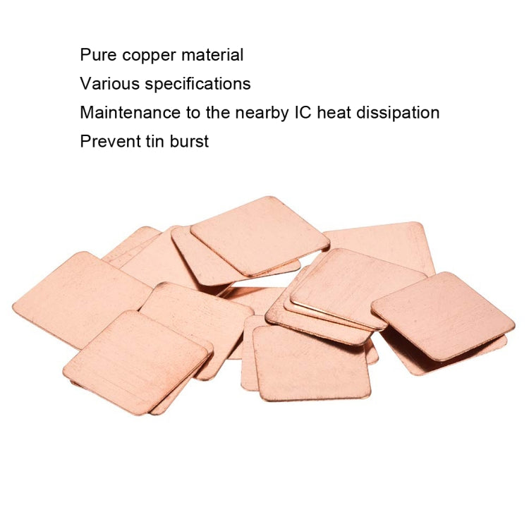 20pcs Laptop Cooling Copper Heat Sink Thermal Conductive Tabs Cell Phone Computer Graphics Card Heat Sinks 15x15x0.6mm - Others by PMC TechLife | Online Shopping South Africa | PMC TechLife