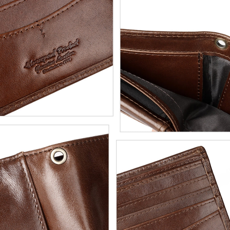 HUMERPAUL RFID Anti-Magnetic Men Pickup Card Bag Metal Chain Short Leather Wallet, Color: Black - free shipping - PMC TechLife - Order now!