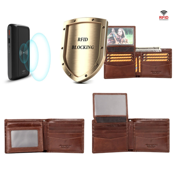 HUMERPAUL RFID Anti-Magnetic Men Pickup Card Bag Metal Chain Short Leather Wallet, Color: Coffee - Antimagnetic RFID Package by HUMERPAUL | Online Shopping South Africa | PMC TechLife | Buy Now Pay Later Mobicred