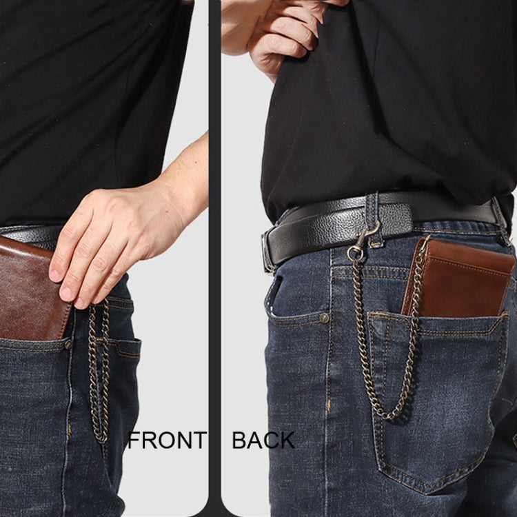 HUMERPAUL RFID Anti-Magnetic Men Pickup Card Bag Metal Chain Short Leather Wallet, Color: Coffee - Antimagnetic RFID Package by HUMERPAUL | Online Shopping South Africa | PMC TechLife | Buy Now Pay Later Mobicred